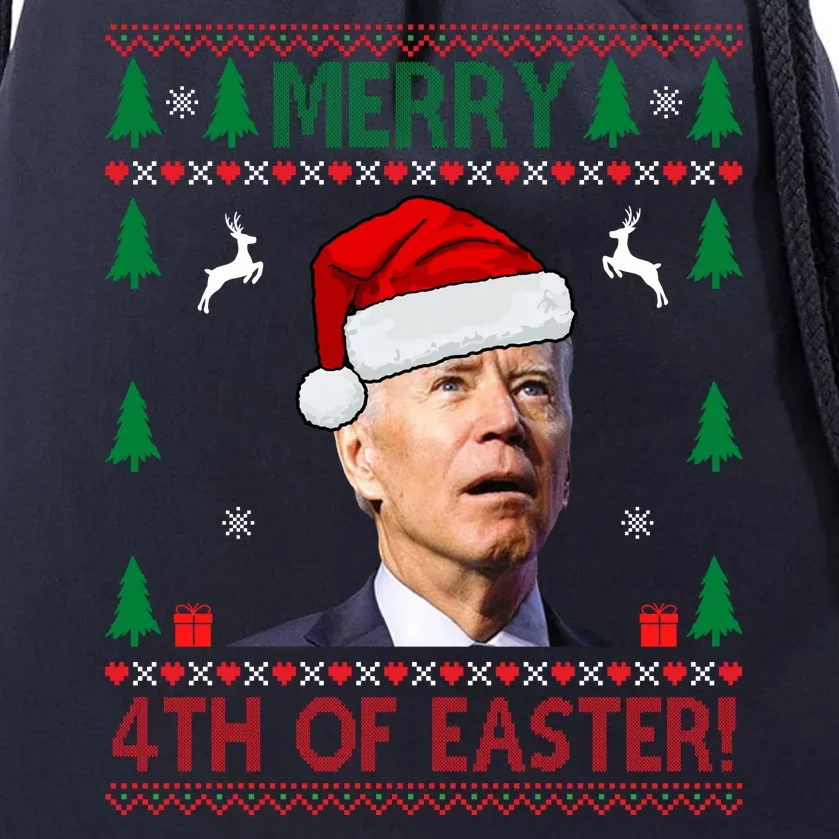 Merry 4th Of Easter Funny Joe Biden Ugly Christmas Drawstring Bag