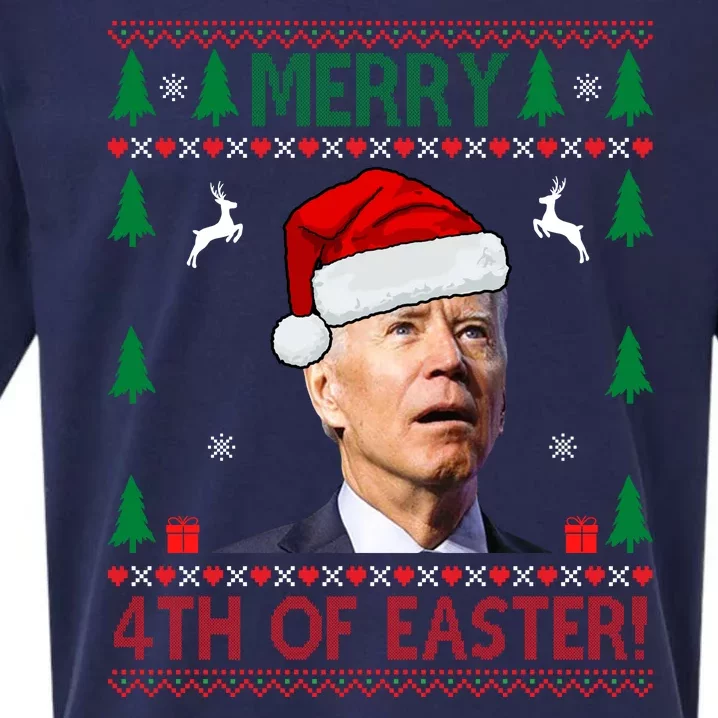 Merry 4th Of Easter Funny Joe Biden Ugly Christmas Sueded Cloud Jersey T-Shirt