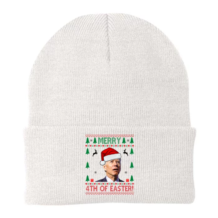 Merry 4th Of Easter Funny Joe Biden Ugly Christmas Knit Cap Winter Beanie