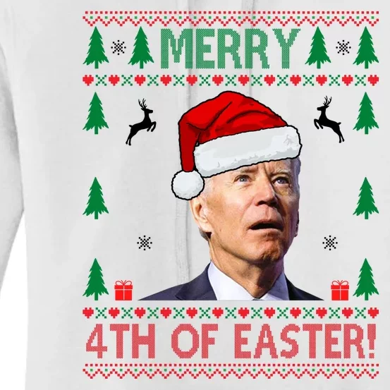 Merry 4th Of Easter Funny Joe Biden Ugly Christmas Women's Pullover Hoodie