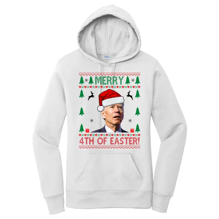 Merry 4th Of Easter Funny Joe Biden Ugly Christmas Women's Pullover Hoodie