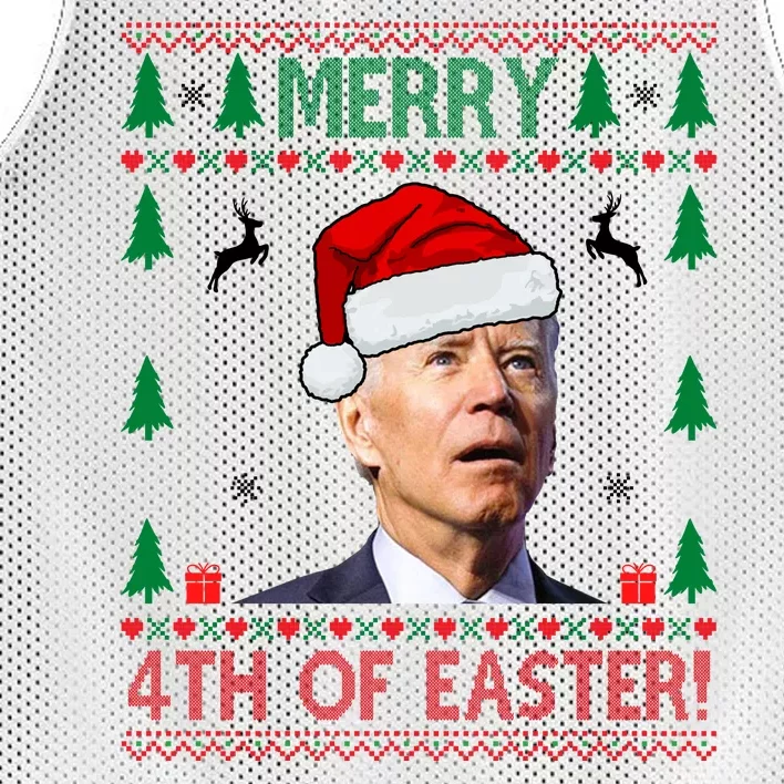 Merry 4th Of Easter Funny Joe Biden Ugly Christmas Mesh Reversible Basketball Jersey Tank