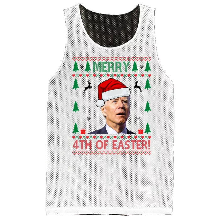 Merry 4th Of Easter Funny Joe Biden Ugly Christmas Mesh Reversible Basketball Jersey Tank