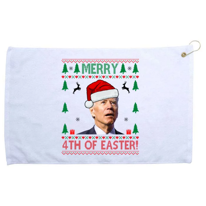 Merry 4th Of Easter Funny Joe Biden Ugly Christmas Grommeted Golf Towel