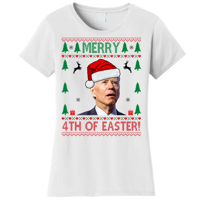 Merry 4th Of Easter Funny Joe Biden Ugly Christmas Women's T-Shirt