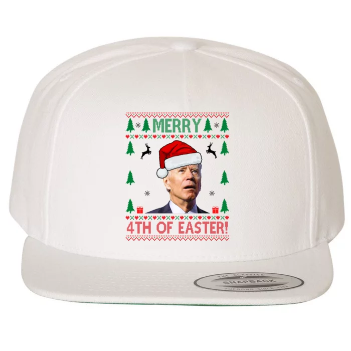 Merry 4th Of Easter Funny Joe Biden Ugly Christmas Wool Snapback Cap