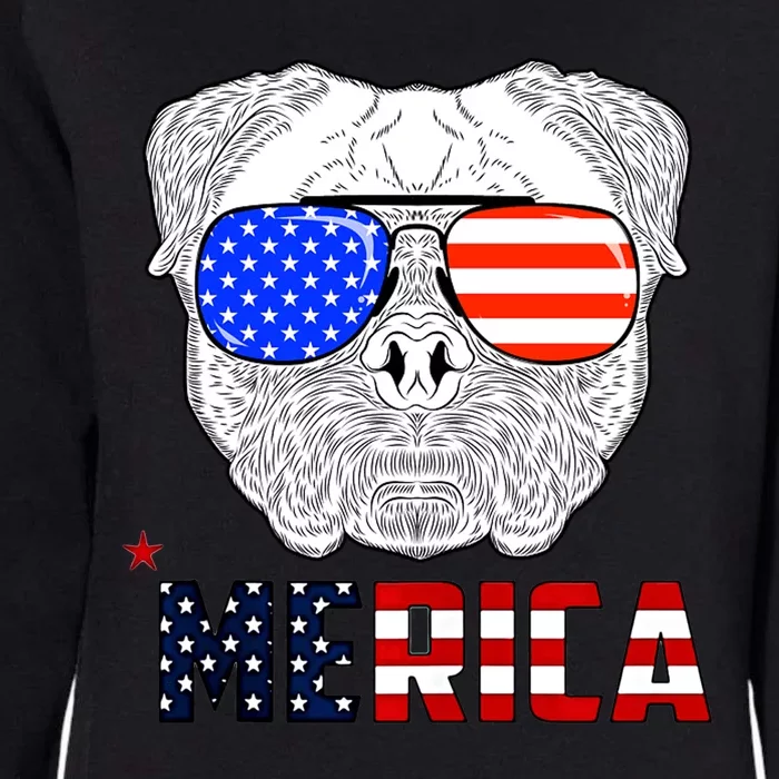 Merica 4th Of July Cool Bulldog Funny Womens California Wash Sweatshirt