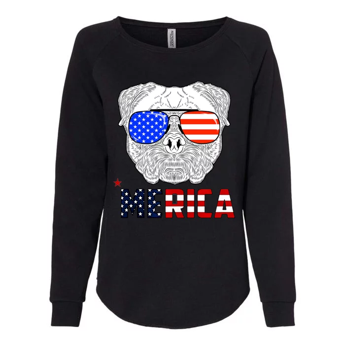 Merica 4th Of July Cool Bulldog Funny Womens California Wash Sweatshirt