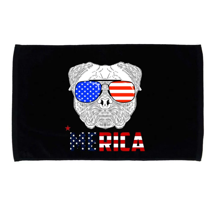 Merica 4th Of July Cool Bulldog Funny Microfiber Hand Towel