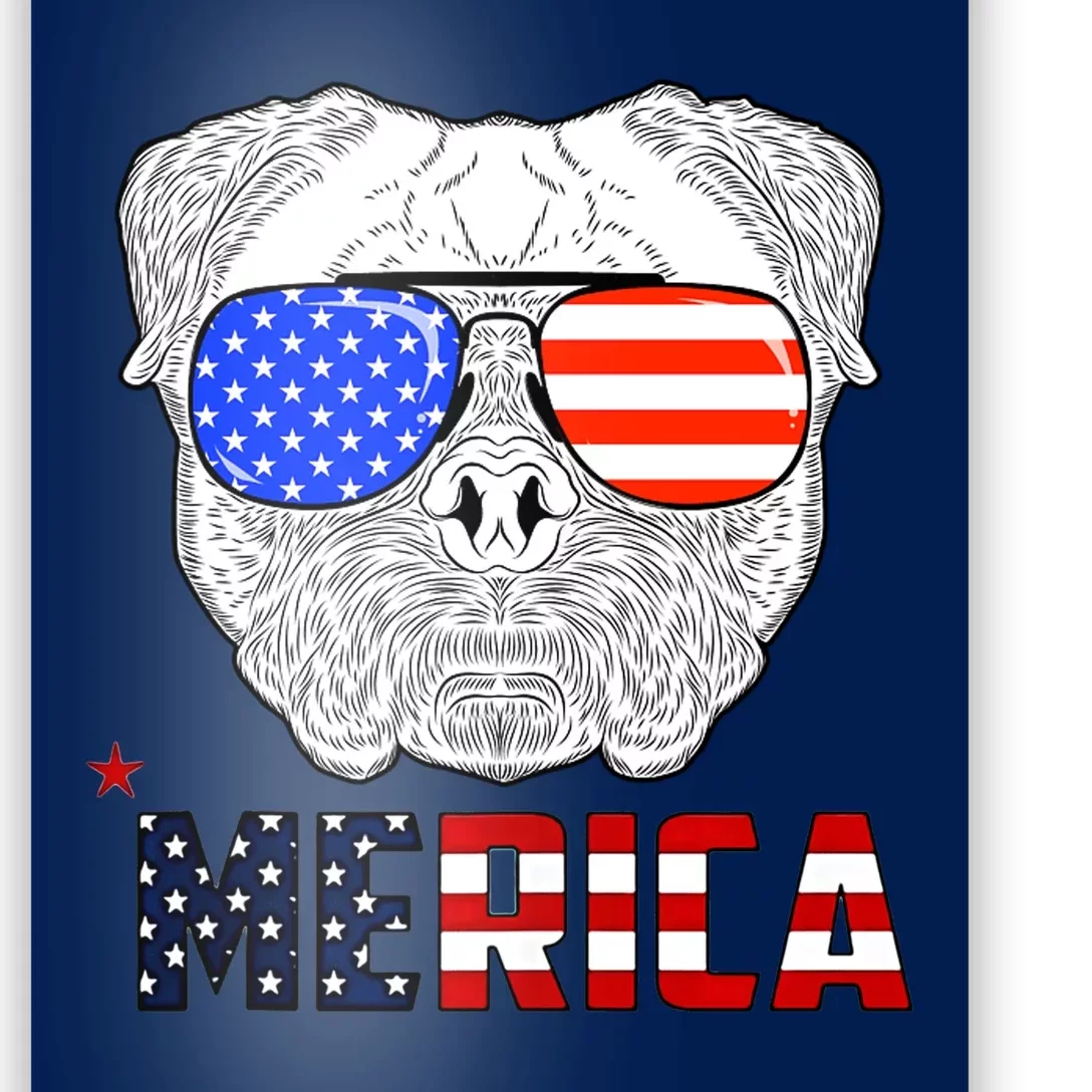 Merica 4th Of July Cool Bulldog Funny Poster