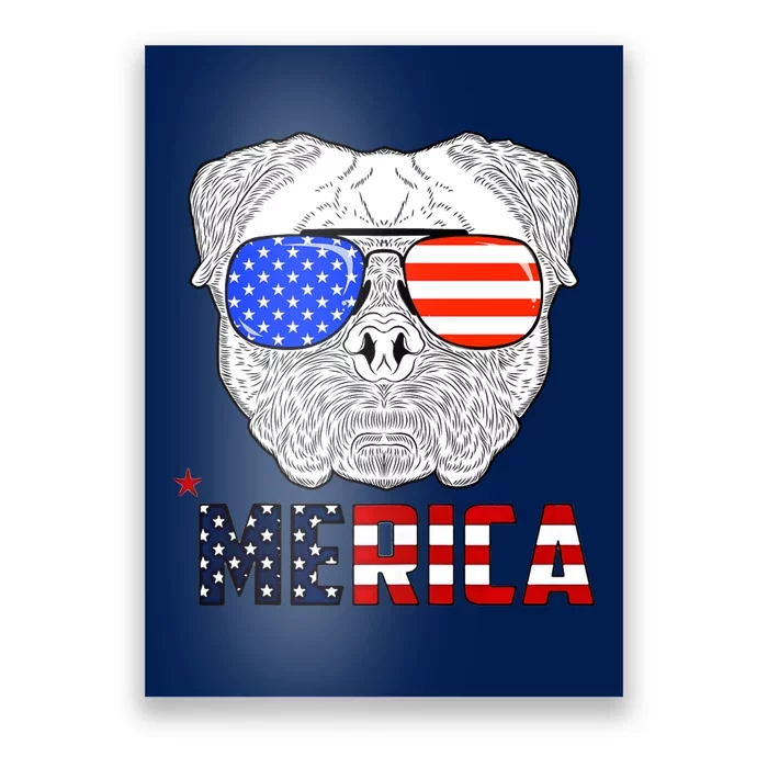 Merica 4th Of July Cool Bulldog Funny Poster