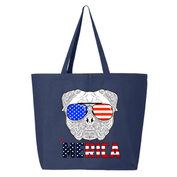 Merica 4th Of July Cool Bulldog Funny 25L Jumbo Tote