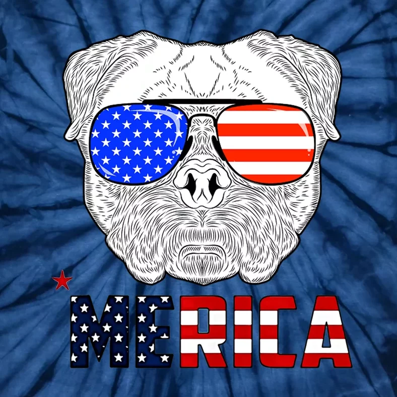 Merica 4th Of July Cool Bulldog Funny Tie-Dye T-Shirt