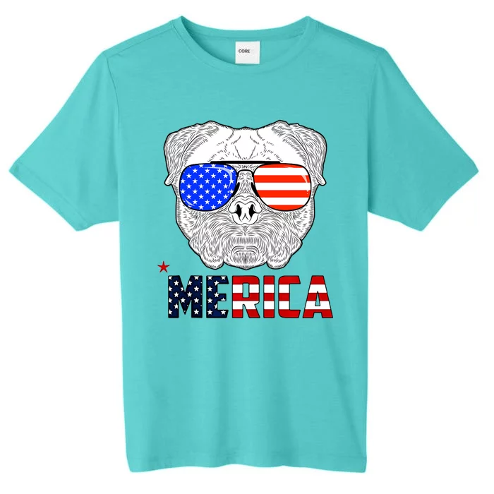 Merica 4th Of July Cool Bulldog Funny ChromaSoft Performance T-Shirt