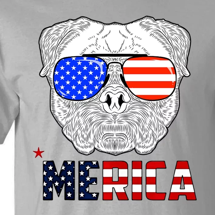 Merica 4th Of July Cool Bulldog Funny Tall T-Shirt