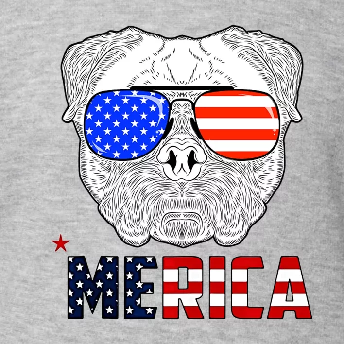 Merica 4th Of July Cool Bulldog Funny Toddler Sweatshirt