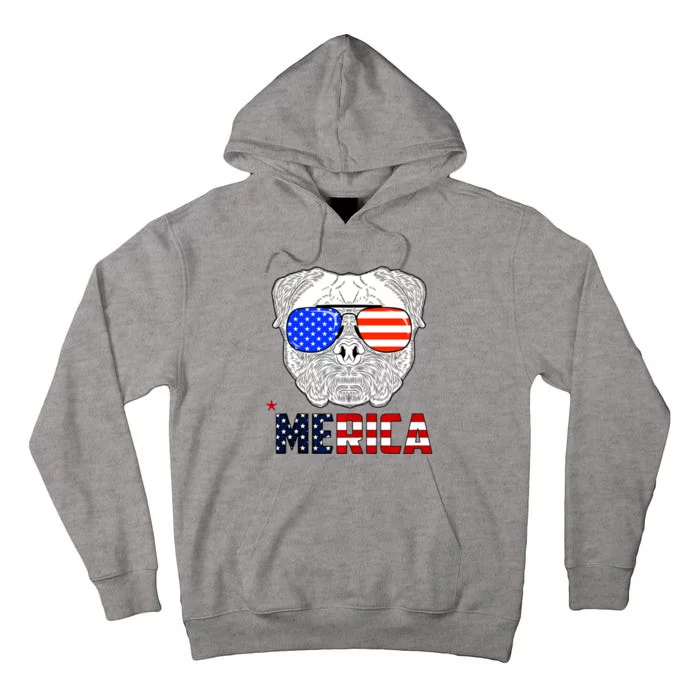 Merica 4th Of July Cool Bulldog Funny Tall Hoodie