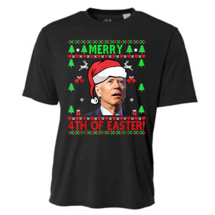 Merry 4th Of Easter Funny Joe Biden Christmas Ugly Sweater Cooling Performance Crew T-Shirt