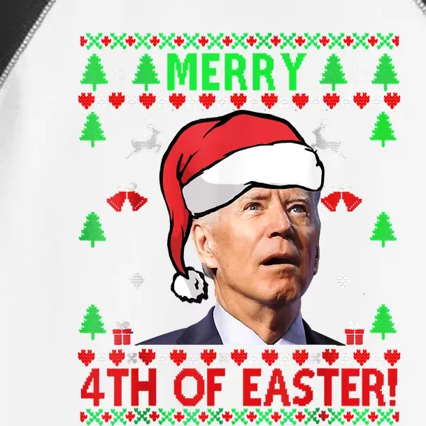 Merry 4th Of Easter Funny Joe Biden Christmas Ugly Sweater Toddler Fine Jersey T-Shirt