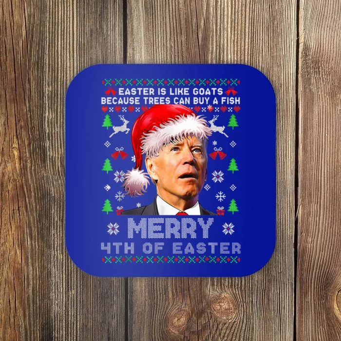 Merry 4th Of Easter Funny Biden Ugly Christmas Sweater Coaster