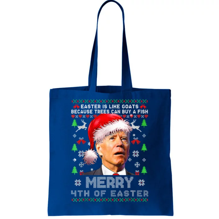 Merry 4th Of Easter Funny Biden Ugly Christmas Sweater Tote Bag