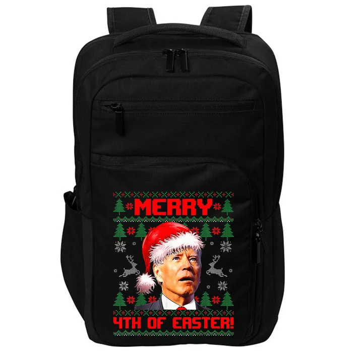 Merry 4th Of Easter Funny Joe Biden Christmas Ugly Sweater Impact Tech Backpack