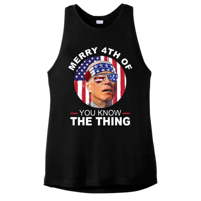 Merry 4th Of You Know The Thing Confused Biden 4th Of July Ladies Tri-Blend Wicking Tank