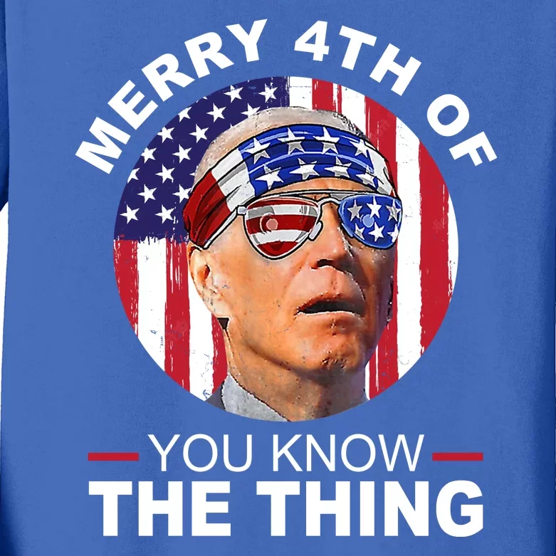 Merry 4th Of You Know The Thing Confused Biden 4th Of July Kids Long Sleeve Shirt