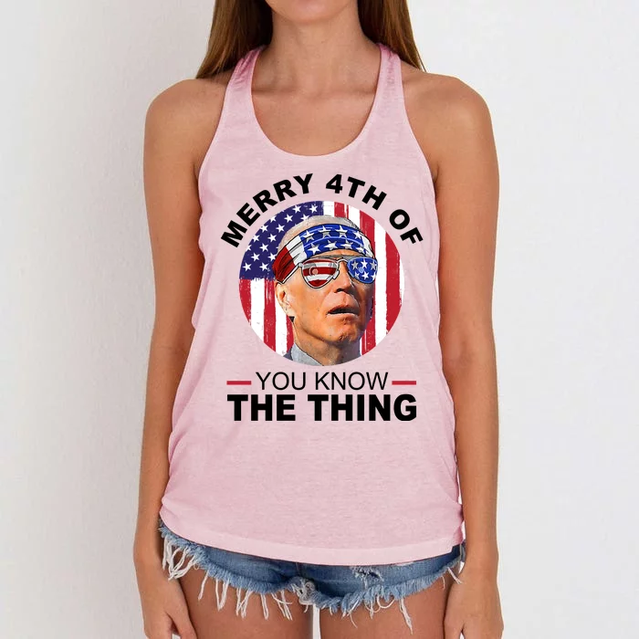 Merry 4th Of You Know The Thing Confused Biden 4th Of July Women's Knotted Racerback Tank