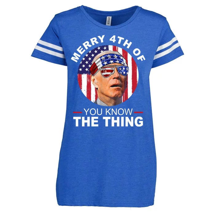 Merry 4th Of You Know The Thing Confused Biden 4th Of July Enza Ladies Jersey Football T-Shirt