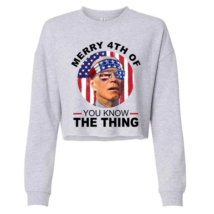 Merry 4th Of You Know The Thing Confused Biden 4th Of July Cropped Pullover Crew