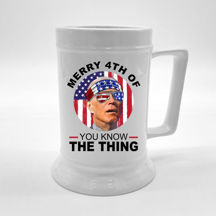 Merry 4th Of You Know The Thing Confused Biden 4th Of July Front & Back Beer Stein