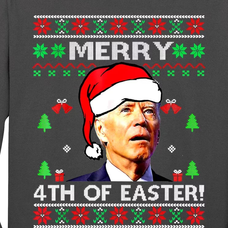 Merry 4th Of Easter Funny Joe Biden Christmas Ugly Sweater Long Sleeve Shirt