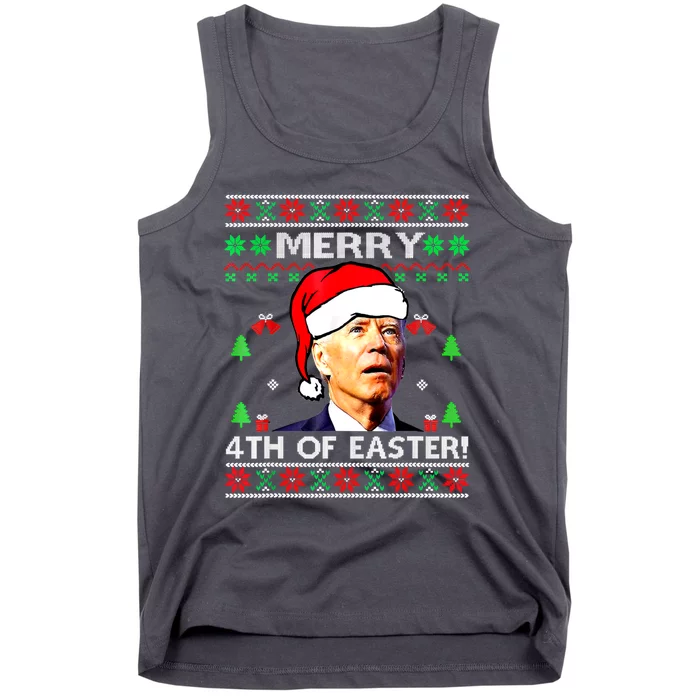 Merry 4th Of Easter Funny Joe Biden Christmas Ugly Sweater Tank Top