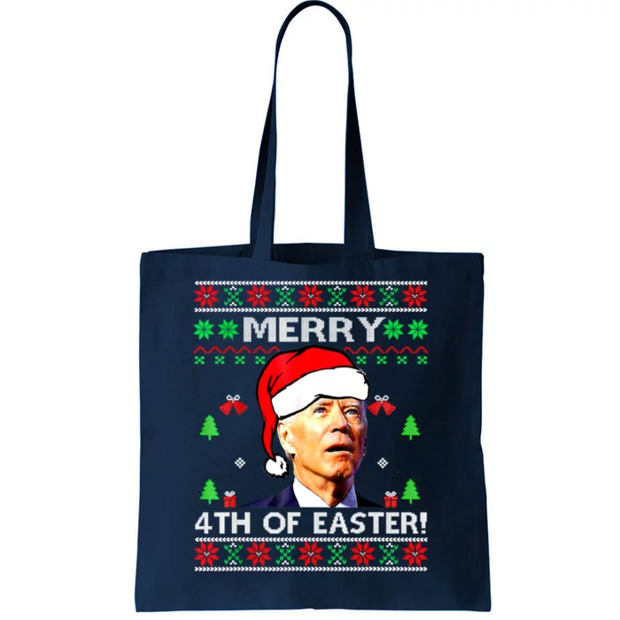 Merry 4th Of Easter Funny Joe Biden Christmas Ugly Sweater Tote Bag