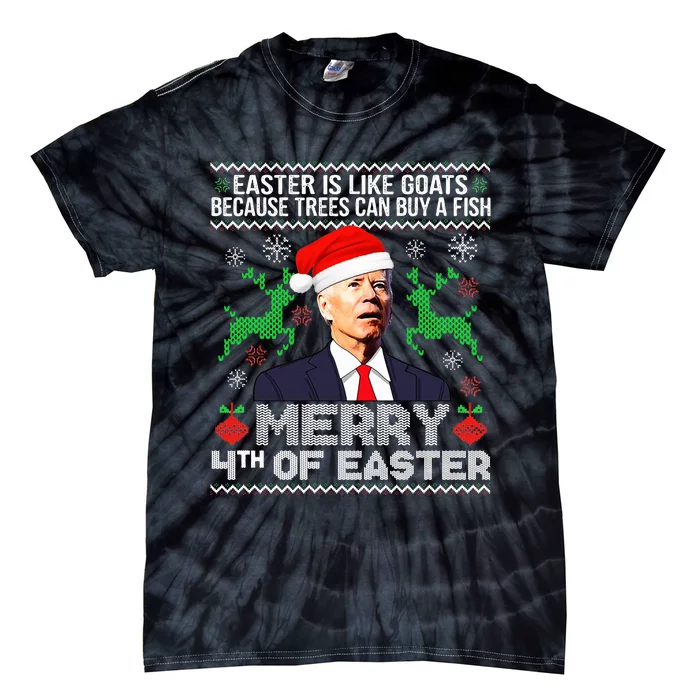 Merry 4th Of Easter Funny Christmas Ugly Sweater Tie-Dye T-Shirt