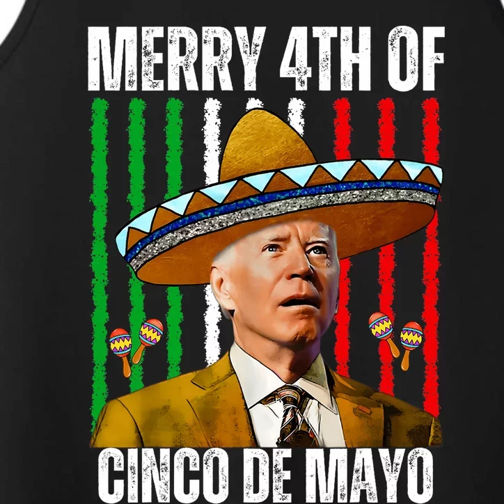 Merry 4th Of Cinco De Mayo Day Joe Biden Sombrero Hat Funny Performance Tank