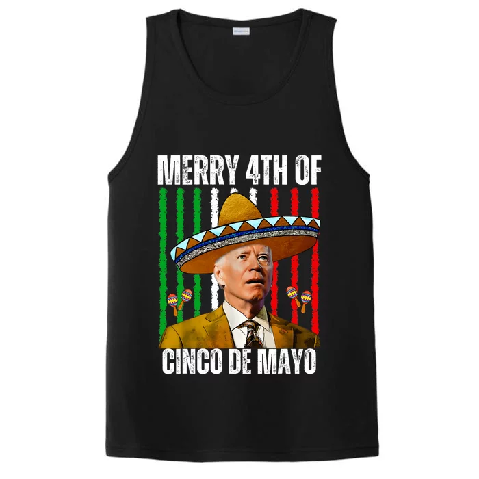 Merry 4th Of Cinco De Mayo Day Joe Biden Sombrero Hat Funny Performance Tank