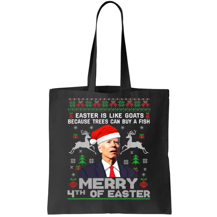 Merry 4th Of Easter Funny Biden Ugly Christmas Sweater Tote Bag