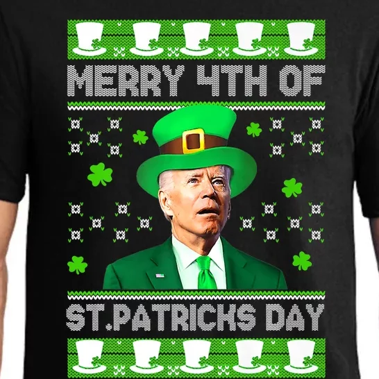 Merry 4th Of St Patricks Day Joe Biden Leprechaun Hat Clover Premium Pajama Set