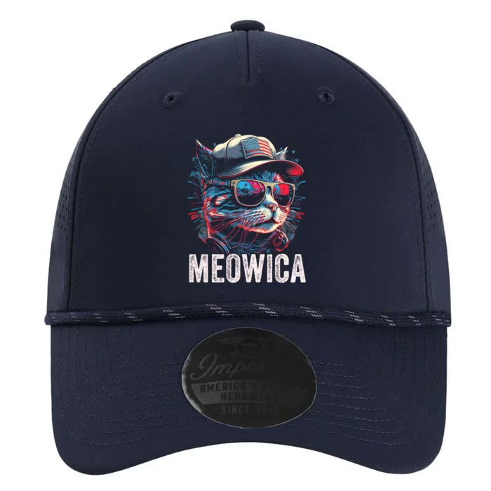 Meowica 4th Of July Cat American Flag America USA Funny Performance The Dyno Cap