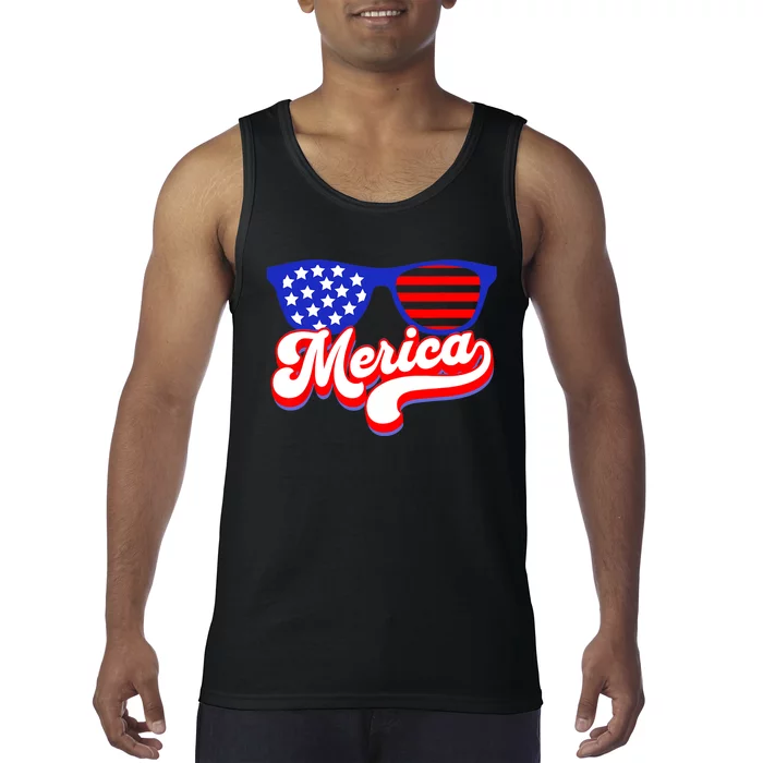 Merica 4th Of July Patriotic American Flag Apparel Tank Top