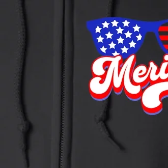 Merica 4th Of July Patriotic American Flag Apparel Full Zip Hoodie