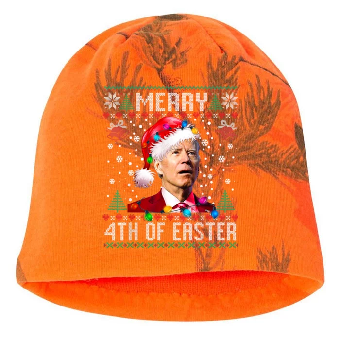 Merry 4th Of Easter Funny Joe Biden Christmas Ugly Sweater Kati - Camo Knit Beanie