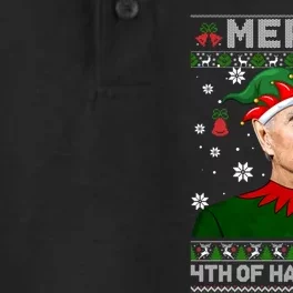 Merry 4th Of Halloween Funny Joe Biden Christmas Ugly Sweater Dry Zone Grid Performance Polo