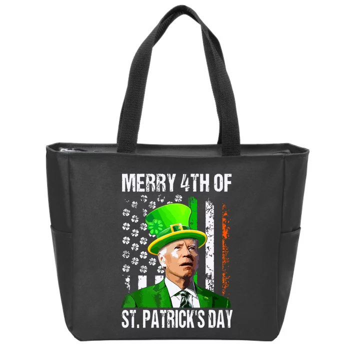 Merry 4th Of St Patricks Day Funny Joe Biden Leprechaun Hat Zip Tote Bag