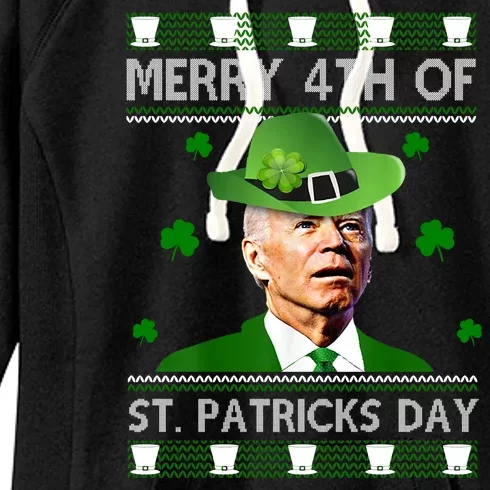 Merry 4th Of St Patrick's Day Funny Joe Biden Women's Fleece Hoodie