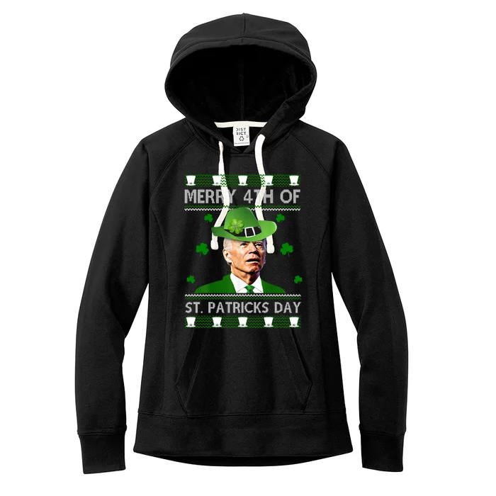 Merry 4th Of St Patrick's Day Funny Joe Biden Women's Fleece Hoodie