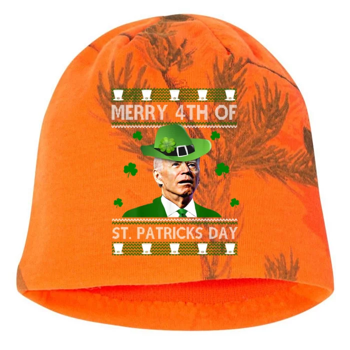 Merry 4th Of St Patrick's Day Funny Joe Biden Kati - Camo Knit Beanie