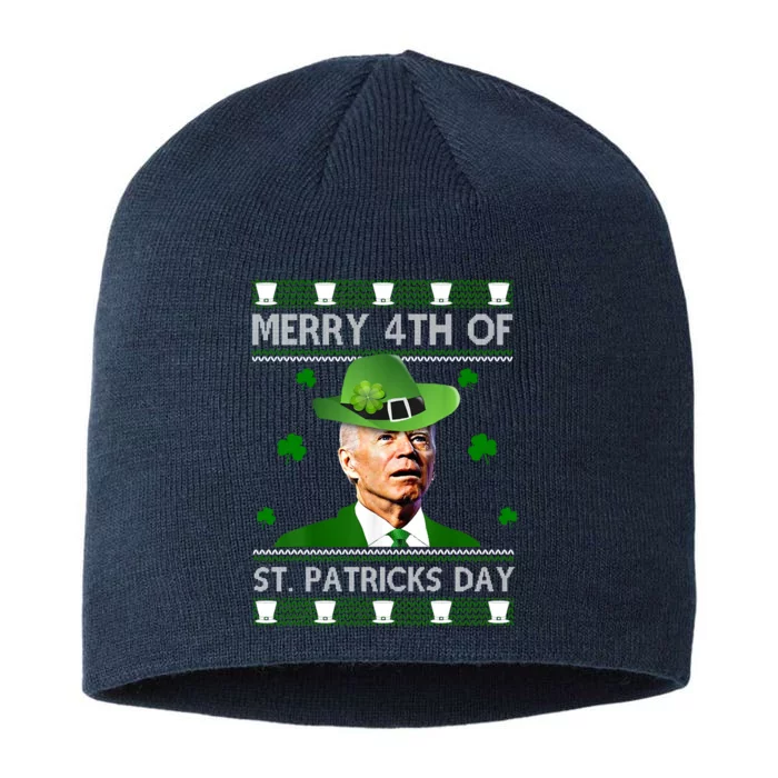 Merry 4th Of St Patrick's Day Funny Joe Biden 8 1/2in Sustainable Knit Beanie